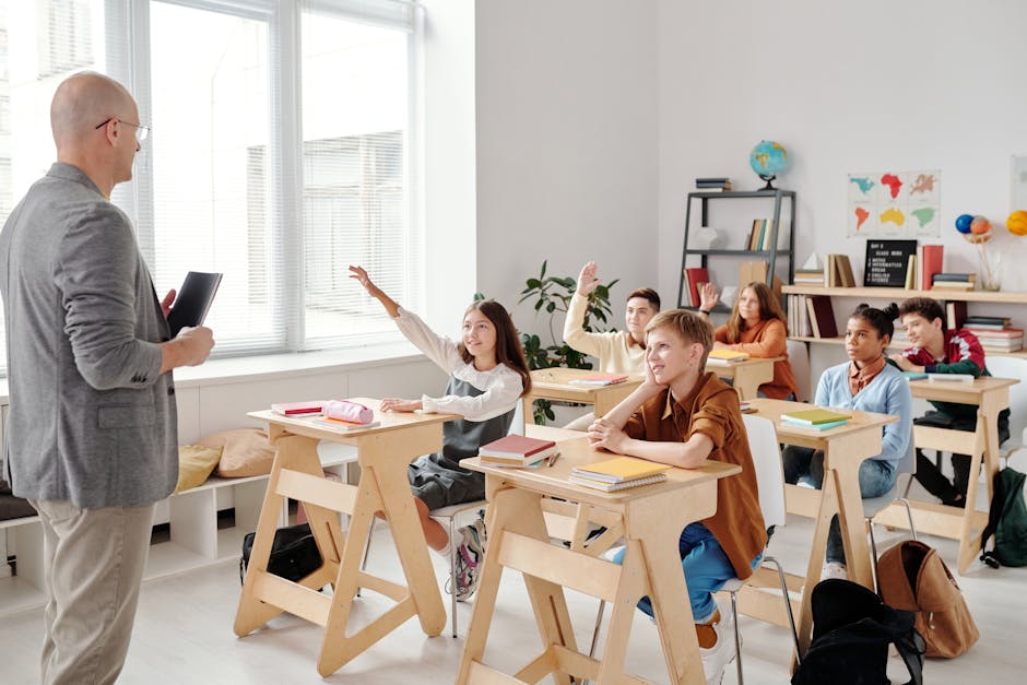 Teacher with students